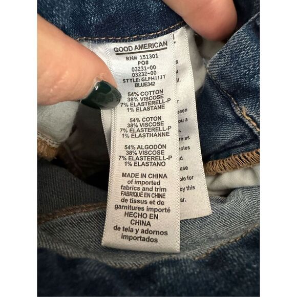 Good American High Rise Jeans 940 Size 4/27 Blue Good Classic Raw Hem - Picture 8 of 8